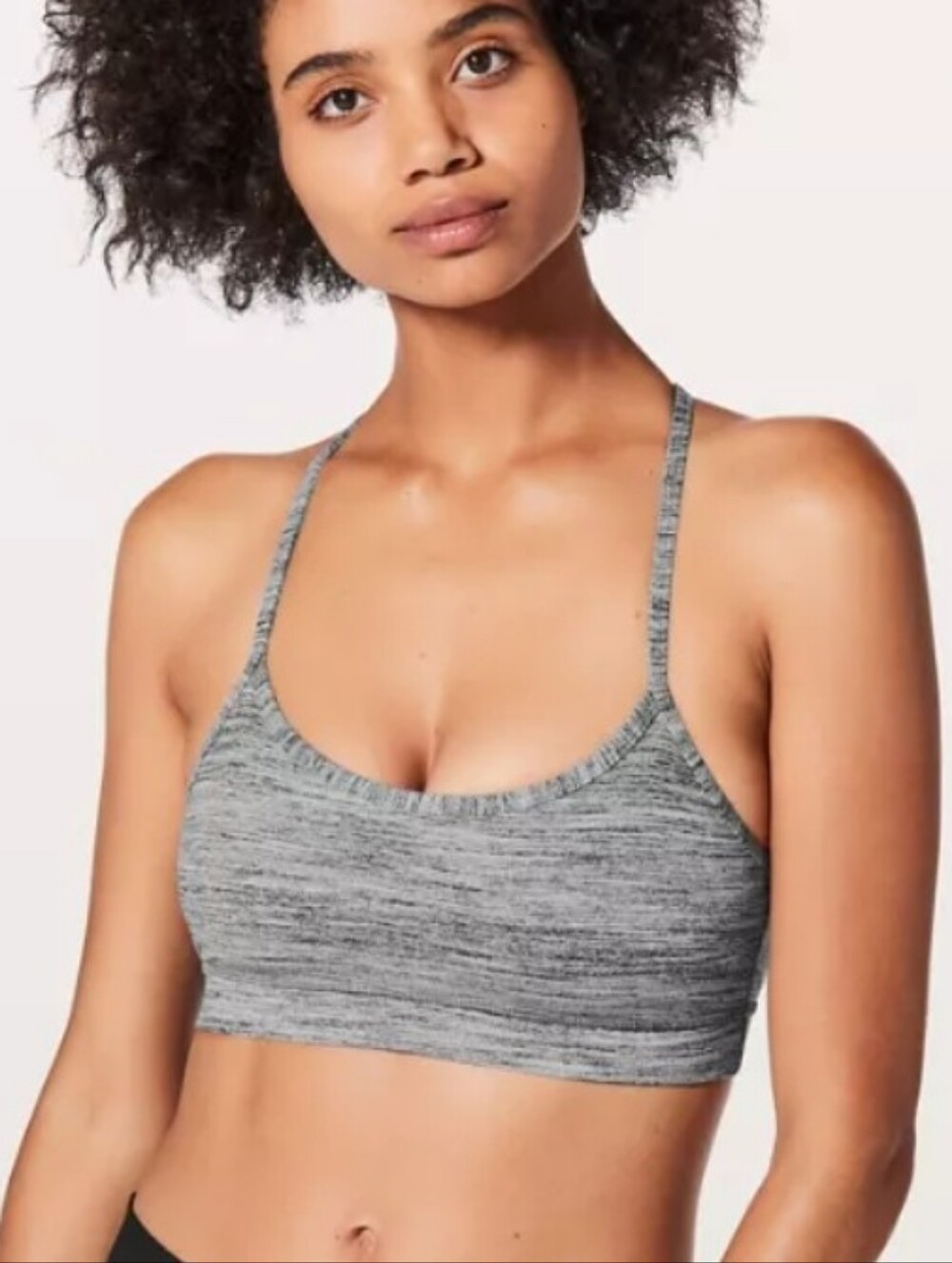 Lululemon Athletica Flow Y Bra IV Heather Gray Strappy Sports Bra Size 10